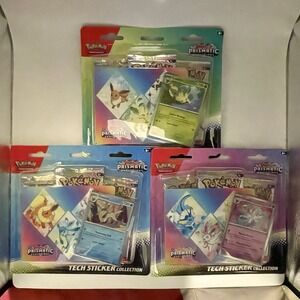 Pokemon TCG Prismatic Evolutions Tech Sticker Collection (Lot Of 3) SEALED